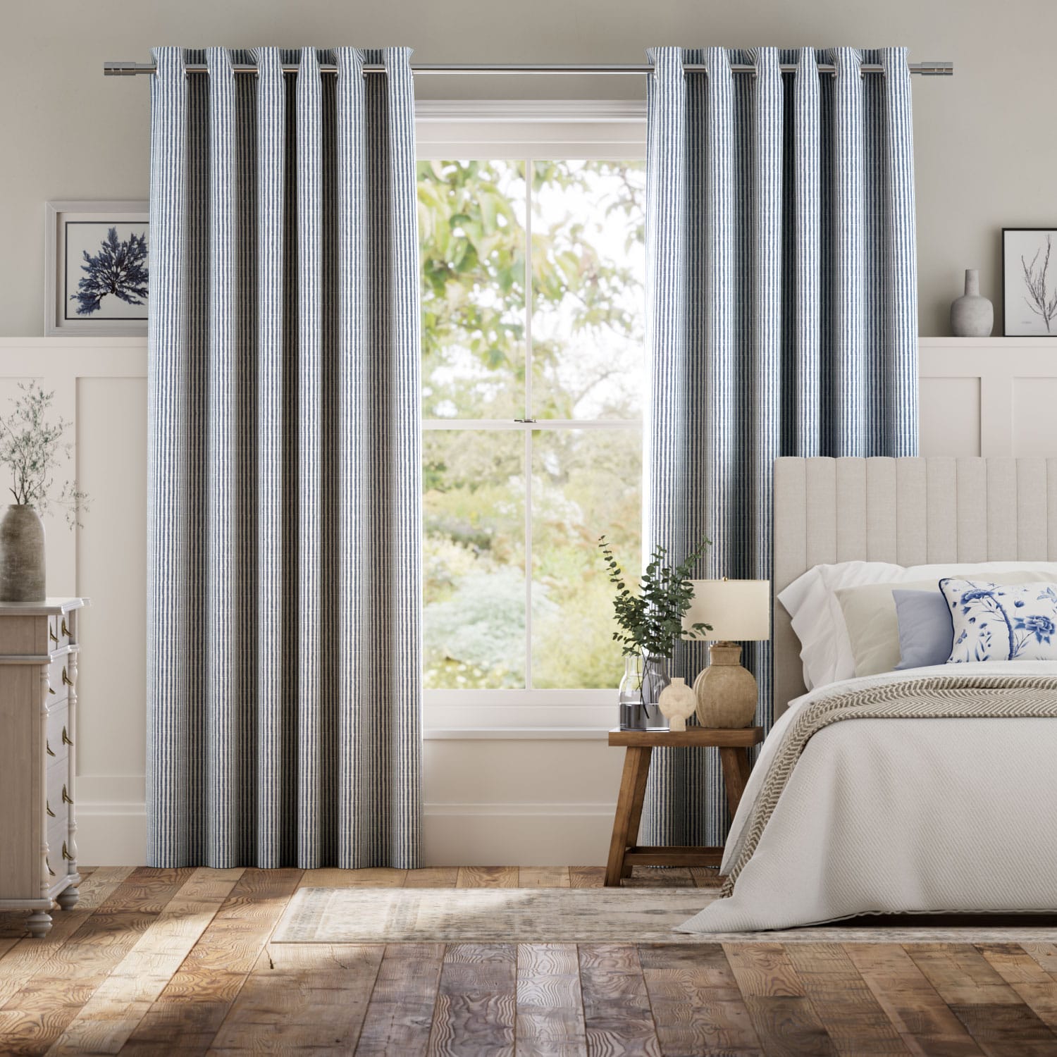 Curtains Ella Stripe Navy 