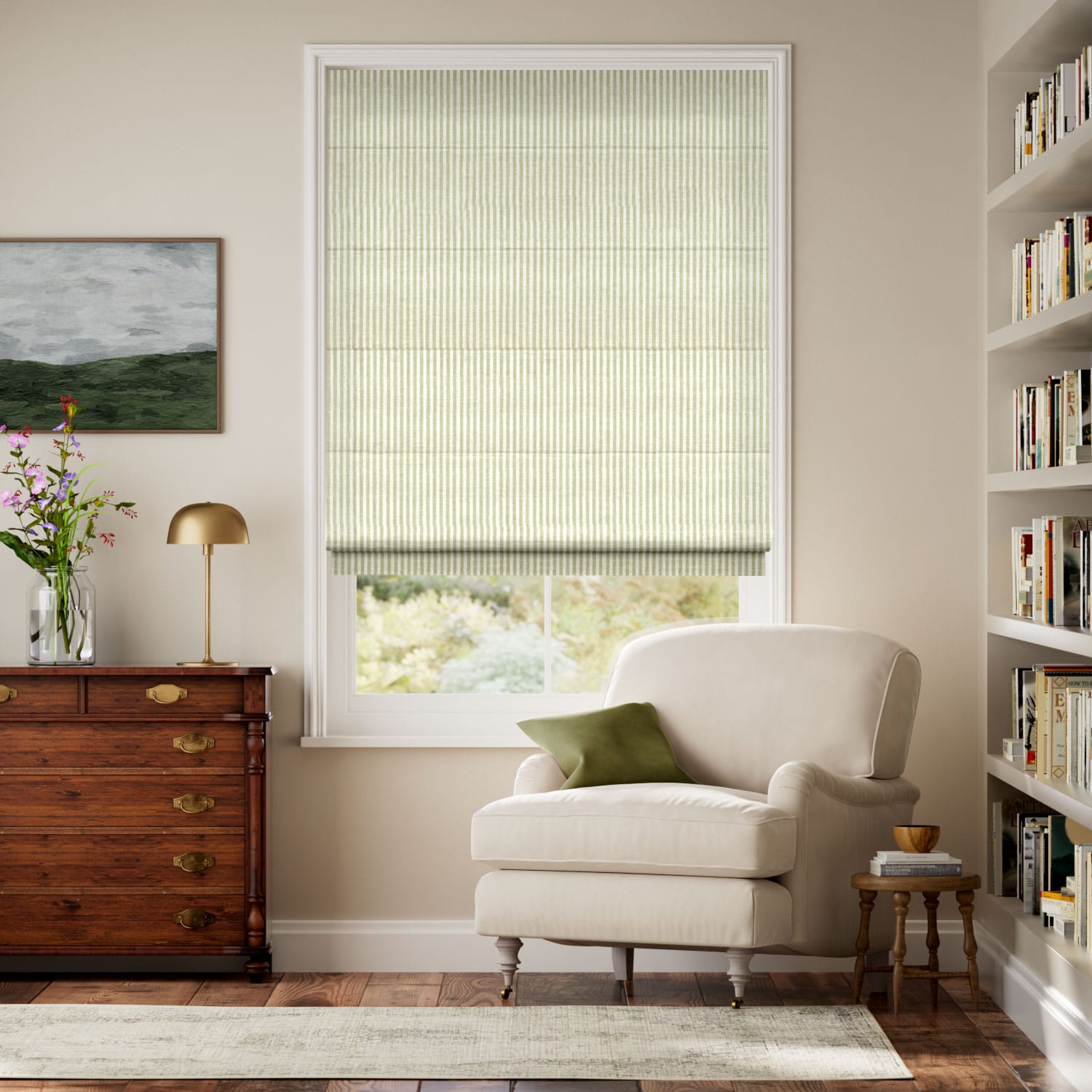 Roman Blind Ella Stripe Pistachio