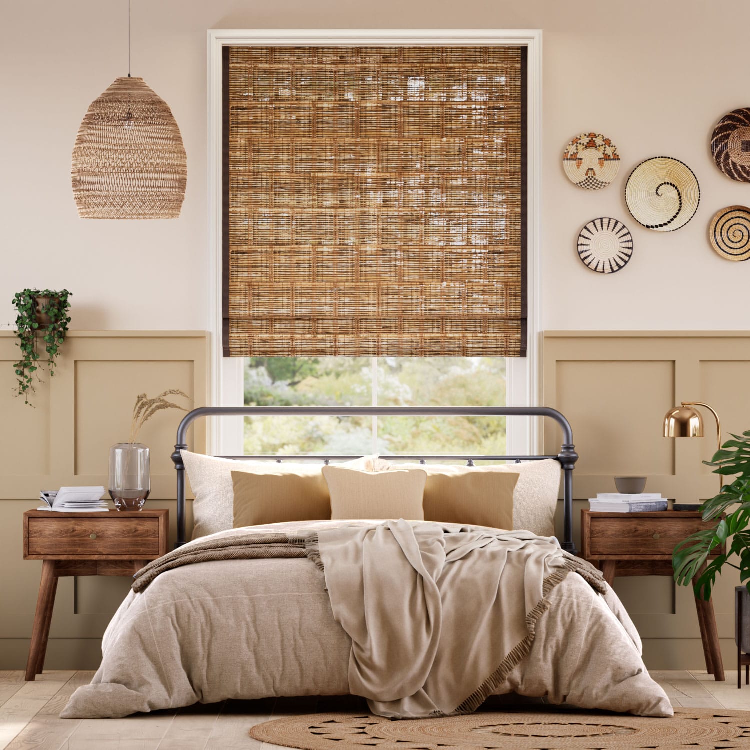 Roman Blind Gabor Chestnut & Acorn