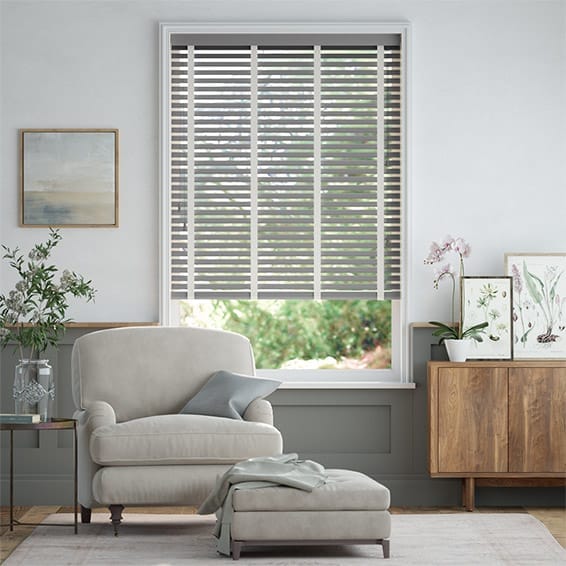 Faux Wood Blind Harbour Grey & Chalk - 50mm Slat