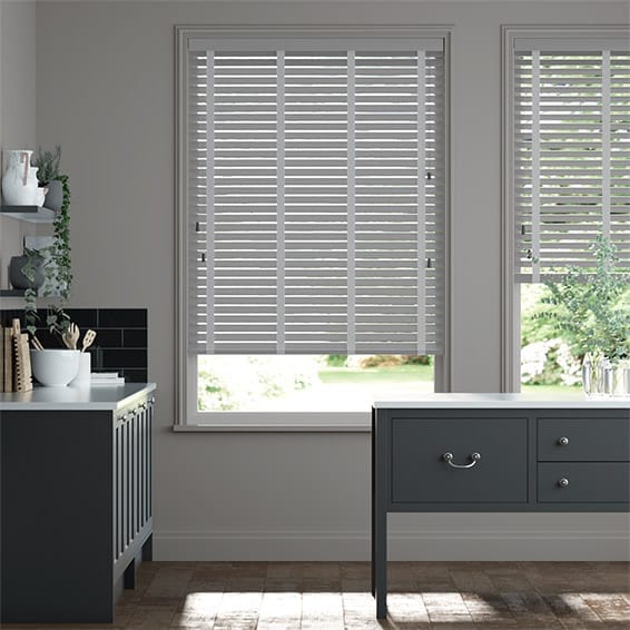 Faux Wood Blind Harbour Grey & Smoke - 50mm Slat