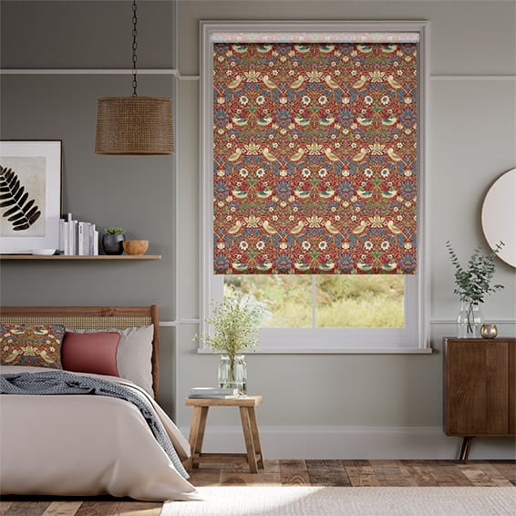 Roller Blind Electric William Morris Strawberry Thief Harissa Red