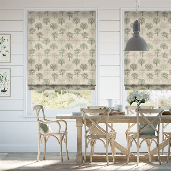 Roman Blind Little Orchard Evergreen