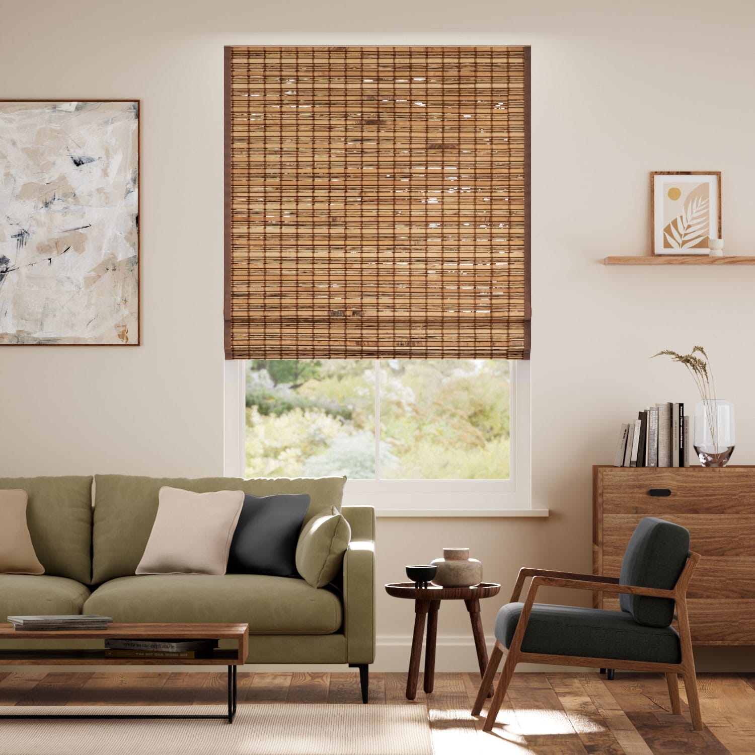 Roman Blind Electric Loreto Walnut & Demerara