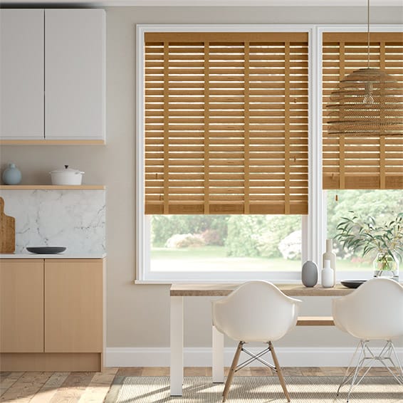 Wooden Blind Macadamia Oak & Camel - 50mm Slat