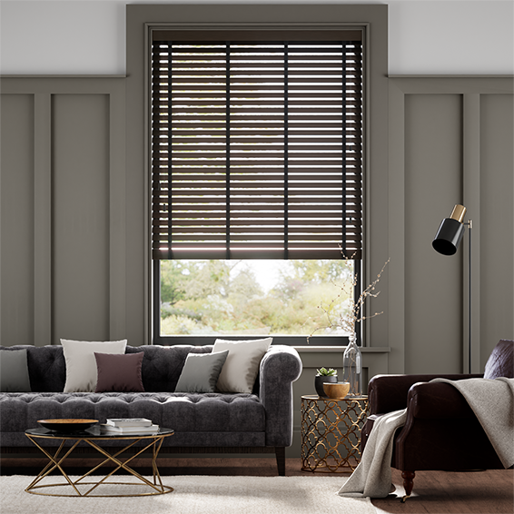 Wooden Blind Natural Bamboo Umber & Jet - 50mm Slat