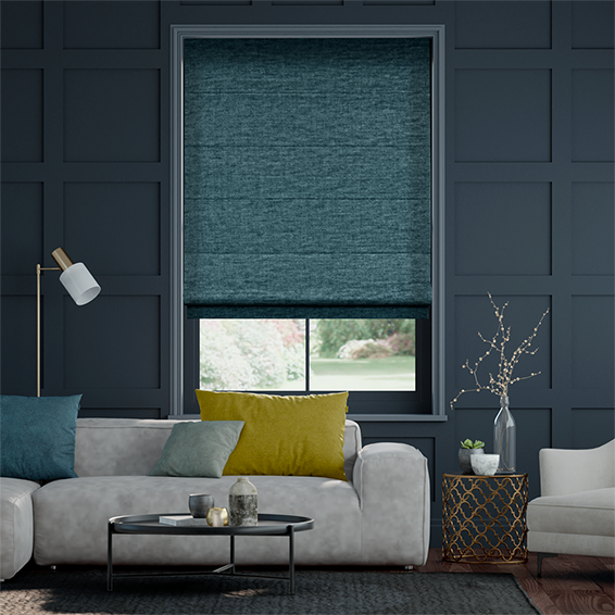 Roman Blind Plush Chenille Ocean Blue 