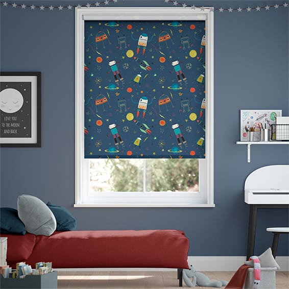 Blackout Roller Blind Robbie Robonaut Space Blue