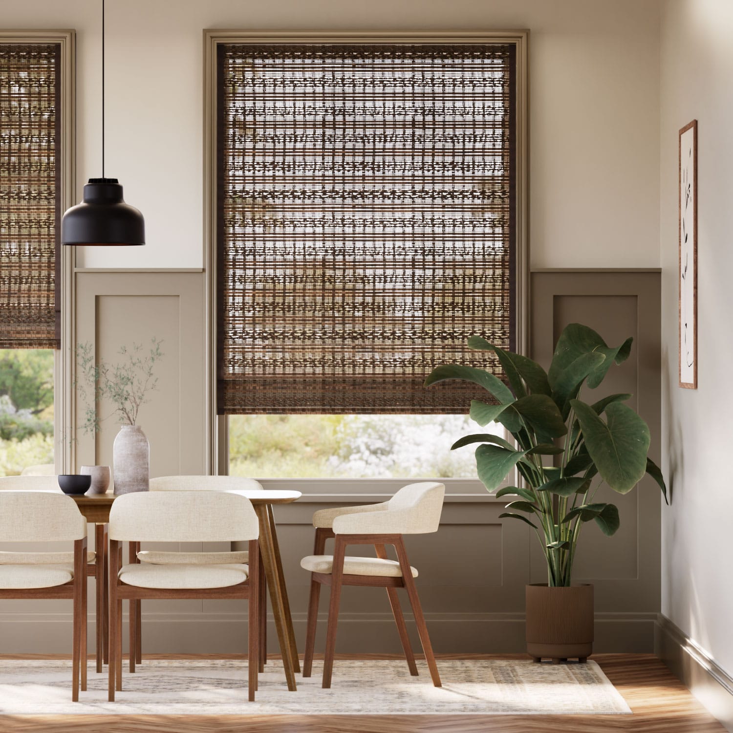 Roman Blind Electric Rosario Walnut & Acorn