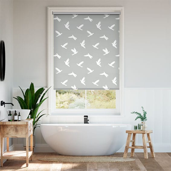 Roller Blind Splash Blackout Paper Doves Silver