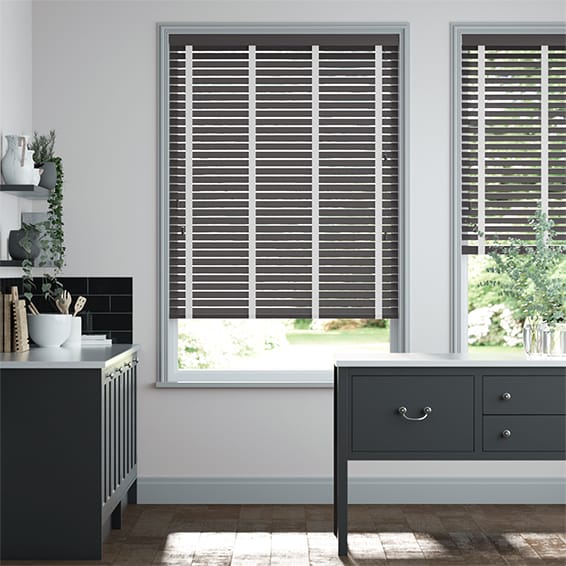 Faux Wood Blind Steeple Grey & Chalk - 50mm Slat