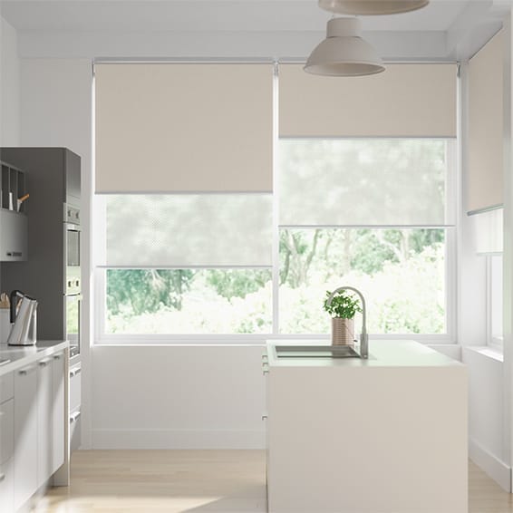 Double Roller Blind Titan Canvas & Arctic White