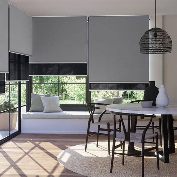 Double Roller Blind Titan Harbour Grey & Ebony