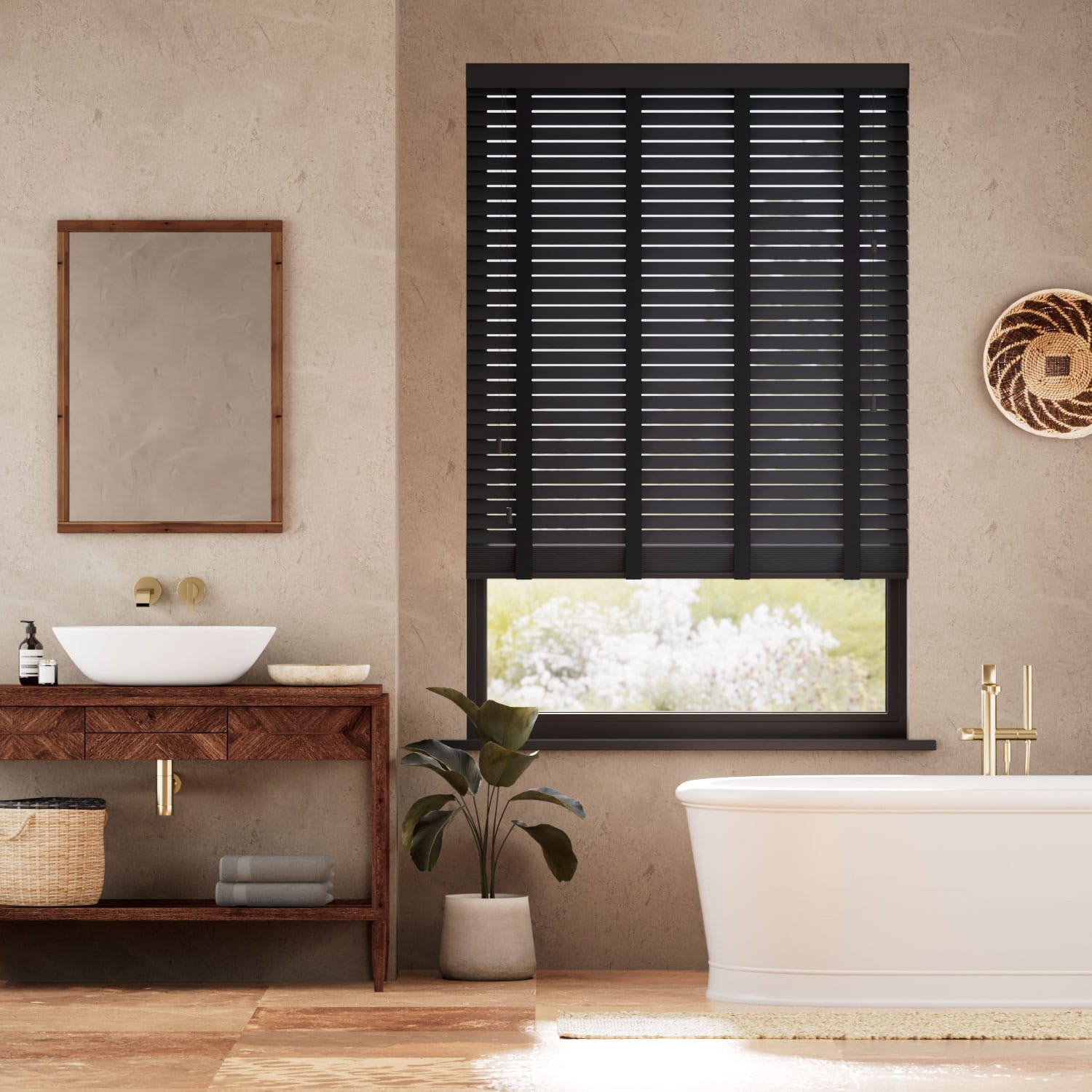 Veneziana In Legno Raven & Pure Black - 50mm Slat