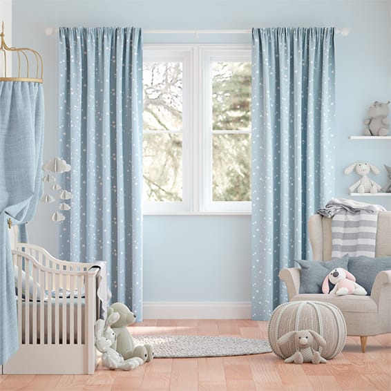 Curtains Twinkling Stars Baby Blue