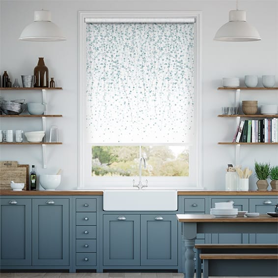 Roller Blind Gira Facile Choices Flower Waterfall Blu