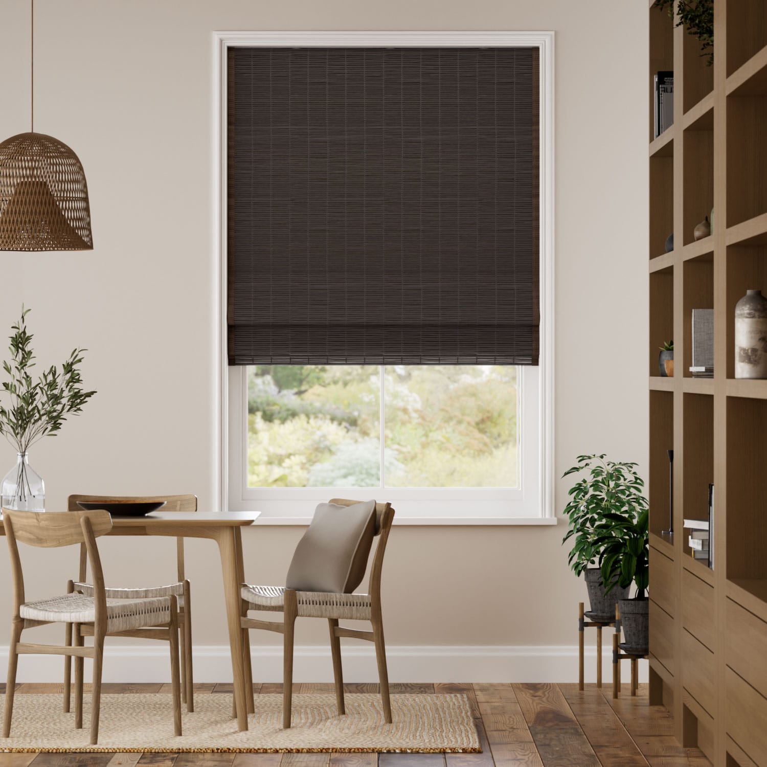 Roman Blind Electric Vanua Blackout Umber & Acorn