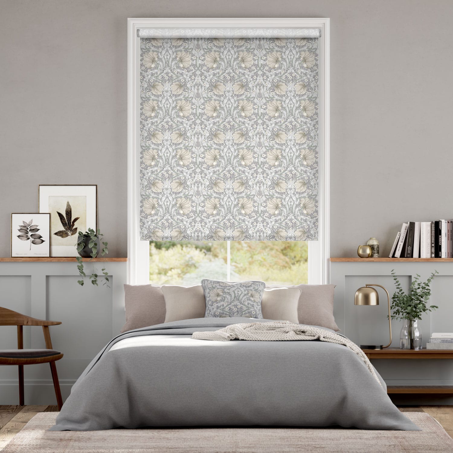 Roller Blind William Morris Pimpernel Dove Grey